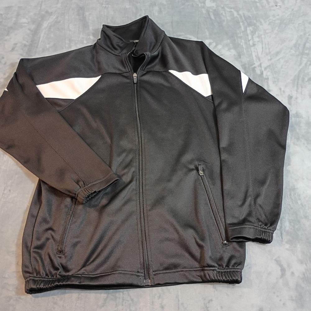 Holloway Mens Track Jacket Small Black White Full Zip Athletic Warm Up 0631